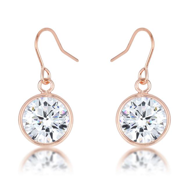 Noga Bezel CZ Solitaire Drop Earrings