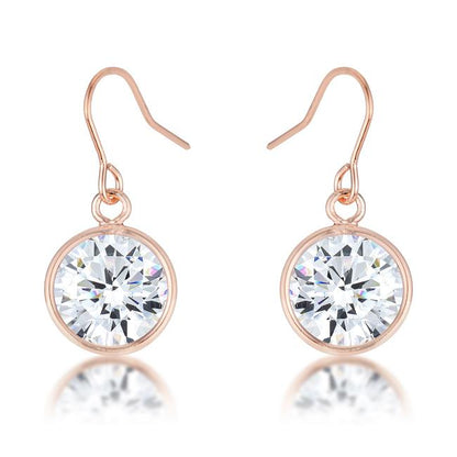 Noga Bezel CZ Solitaire Drop Earrings