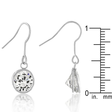 Noga Bezel CZ Solitaire Drop Earrings