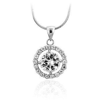 Nyla Soliatire Halo Cubic Zirconia Silver Cross Pendant