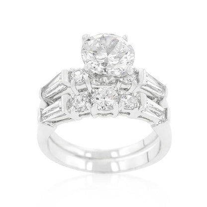 Odessa 2ct Round CZ Baguette Engagement & Wedding Ring Set | 4ct