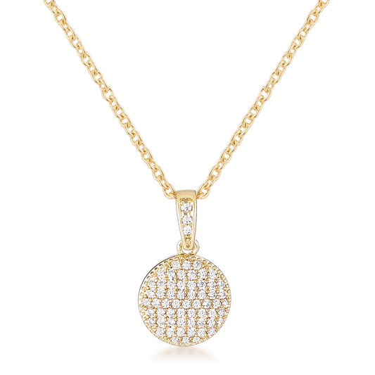 Olva Elegant Gold CZ Disk Pendant