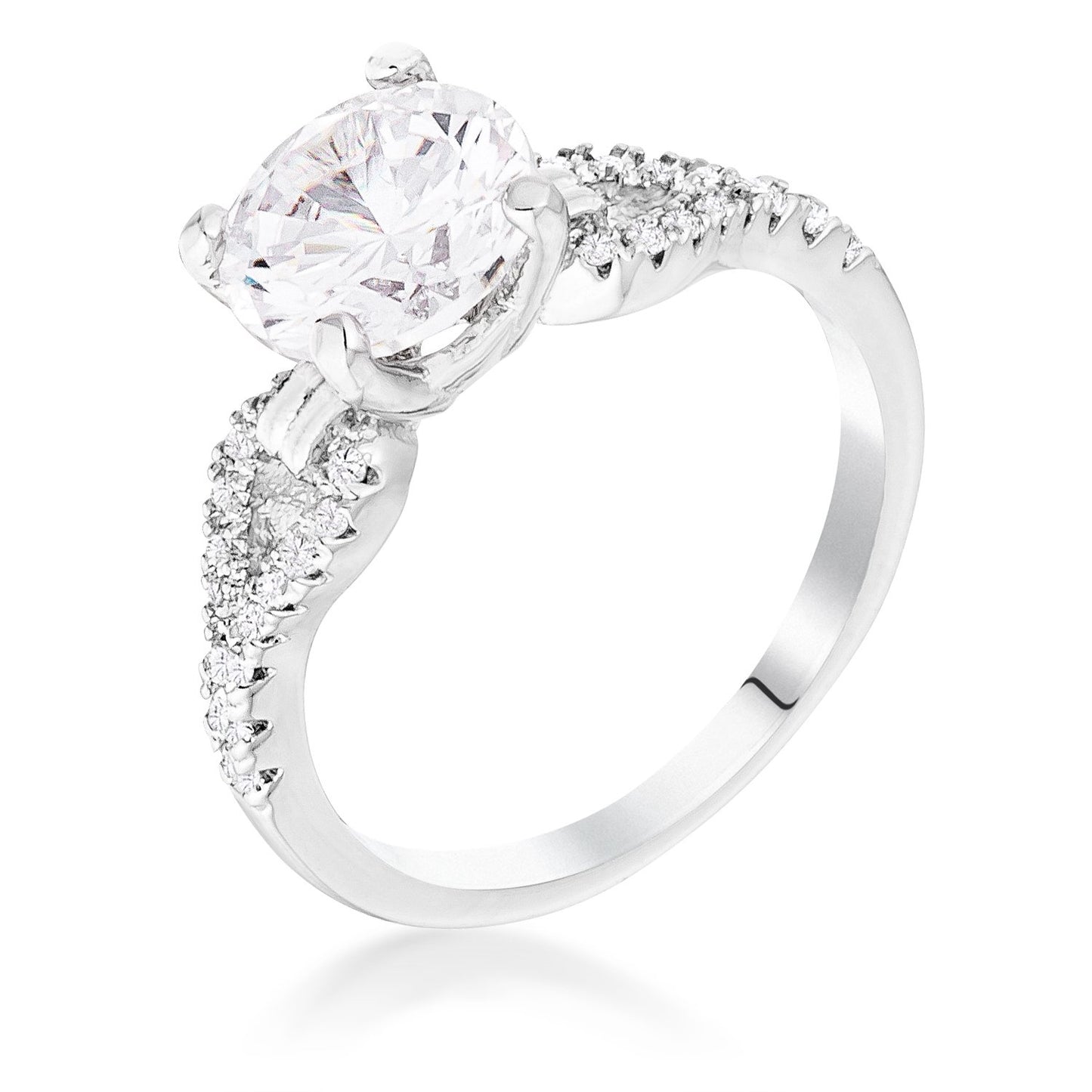 Paola Round CZ Petite Ribbon Engagement Ring |  2ct