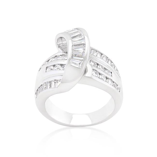 Pat Baguette Channel Set Overlap Ring | 3ct