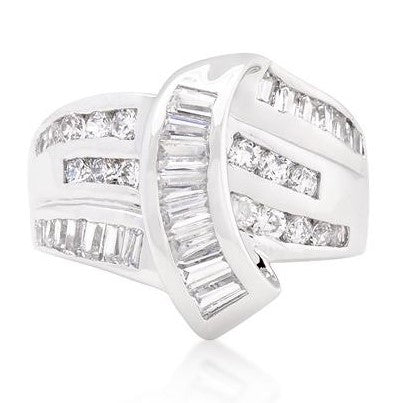 Pat Baguette Channel Set Overlap Ring | 3ct