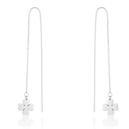 Patricia Clover Threaded Drop Earrings | Stainless Steel