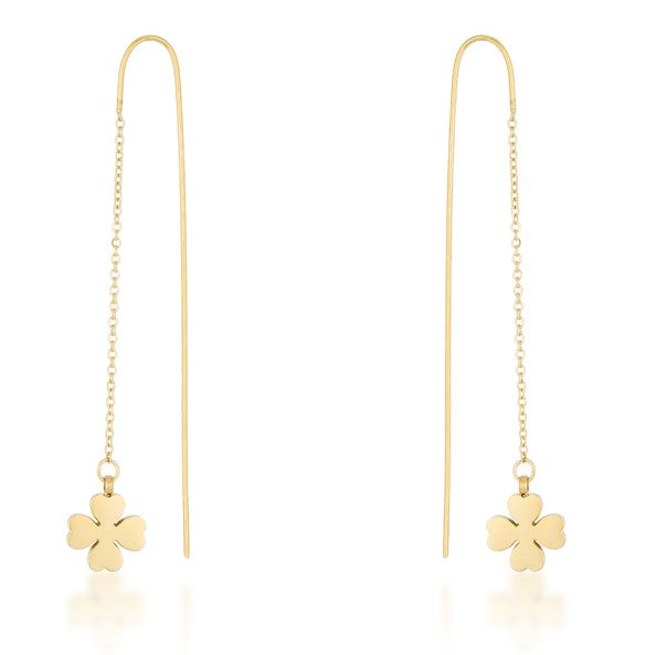 Dainty Stainless Steel Gold Clover Crystal Necklace