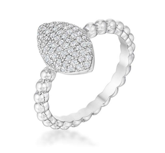 Paula Beautiful Oval-Designed Rhodium CZ Ring