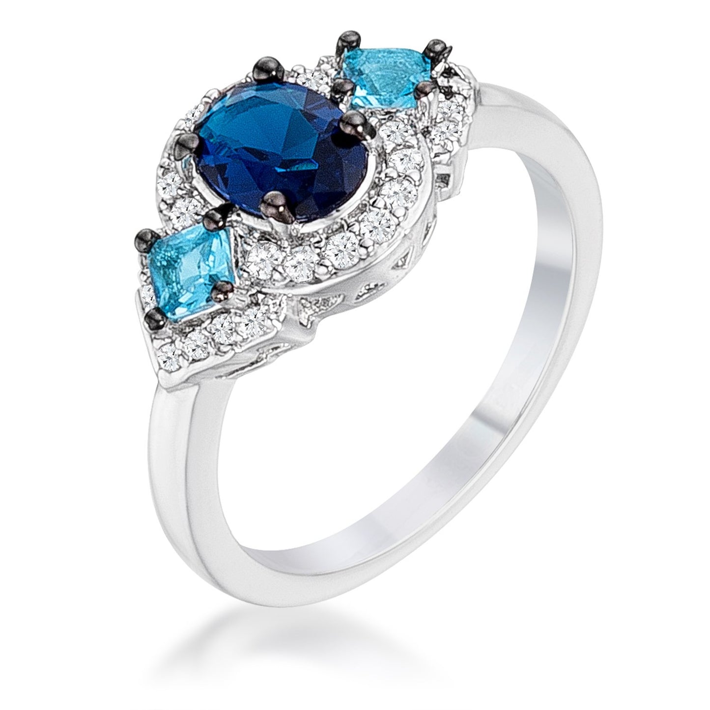 Peoria Sapphire Aqua Three Stone Ring | 1.5ct