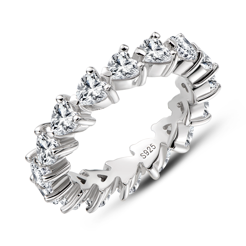 Perla 4mm Heart CZ Eternity Ring | 3.75ct| Sterling Silver