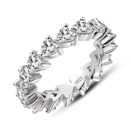 Perla 4mm Heart CZ Eternity Ring | 3.75ct | 925 Sterling Silver