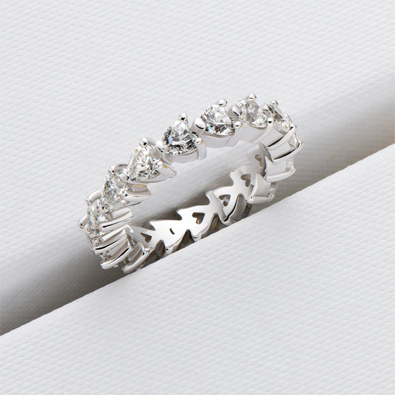 Perla 4mm Heart CZ Eternity Ring | 3.75ct| Sterling Silver