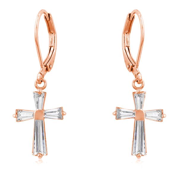 Perry CZ Cross Gold Drop Earrings | 1.5ct