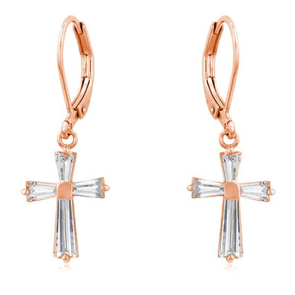 Perry CZ Cross Gold Drop Earrings | 1.5ct