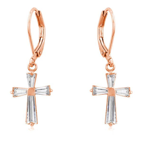 Perry CZ Cross Drop Earrings | 1.5ct