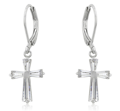 Perry CZ Cross Gold Drop Earrings | 1.5ct