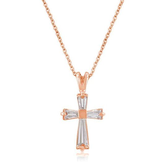 Perry CZ Cross Rose Gold Pendant | 1.5ct