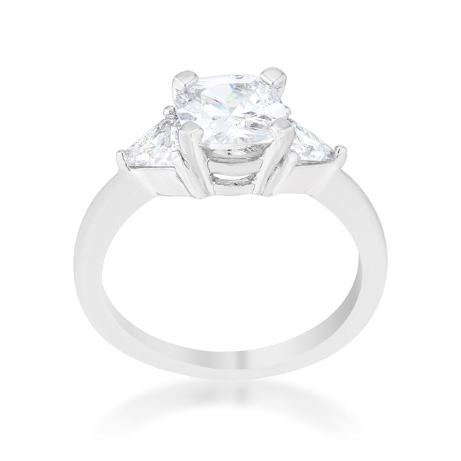 Shonda Three Stone Clear Cushion Cut Engagement Ring | 1.8ct