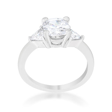 Shonda Three Stone Clear Cushion Cut Engagement Ring | 1.8ct