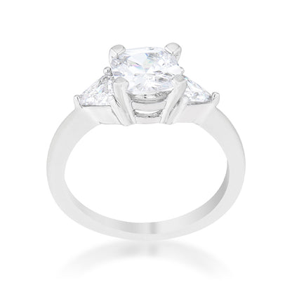 Shonda Three Stone Clear Cushion Cut Engagement Ring | 1.8ct