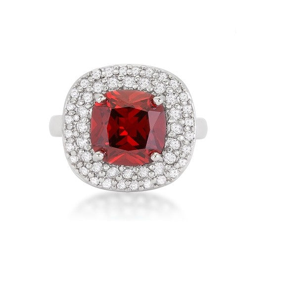 Regina Garnet Red Cushion CZ Cocktail Ring | 4ct