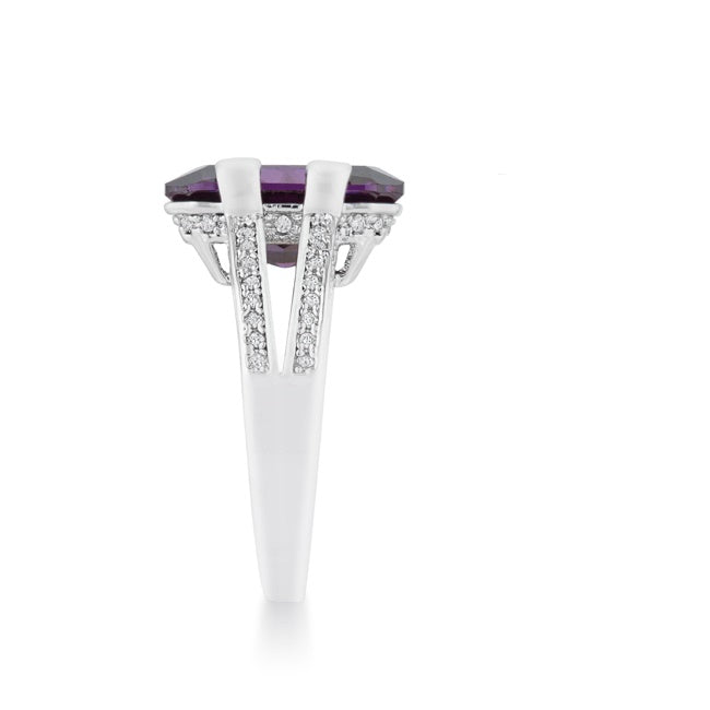 Rema Amethyst Purple Emerald Statement Cocktail Ring | 9ct