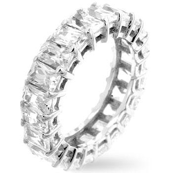 Riana Radiant CZ Eternity Stackable Ring | 8ct | Sterling Silver