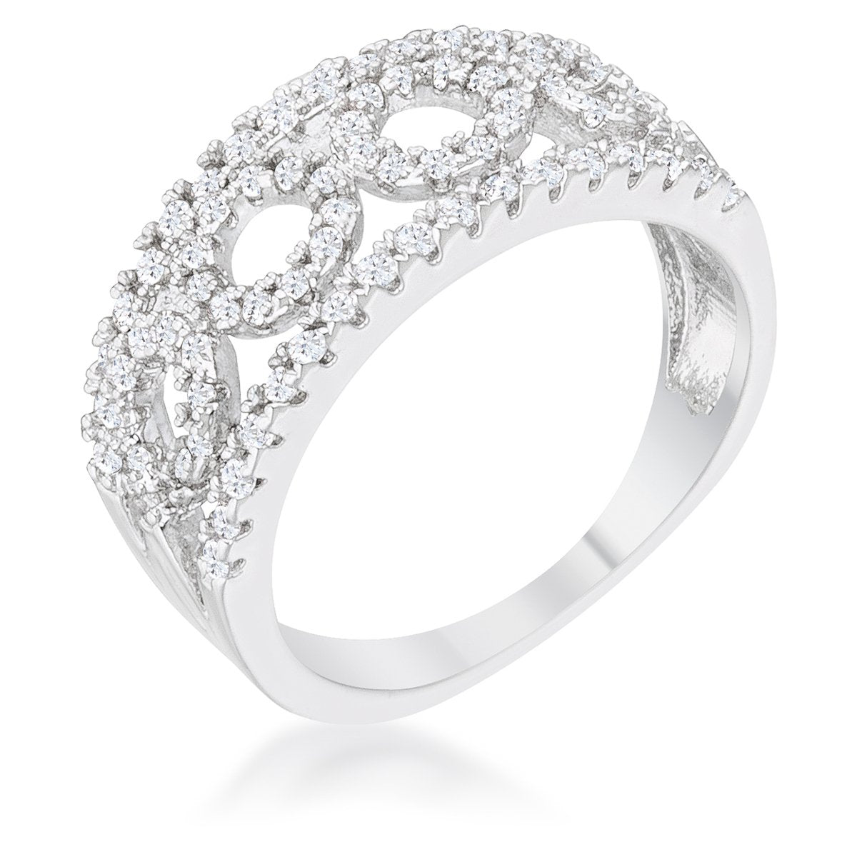 Riana CZ Silver Contemporary Band Ring | 0.5ct