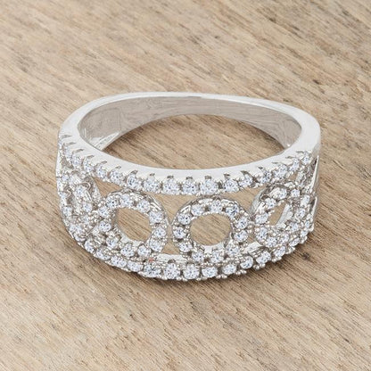 Riana CZ Silver Contemporary Band Ring | 0.5ct