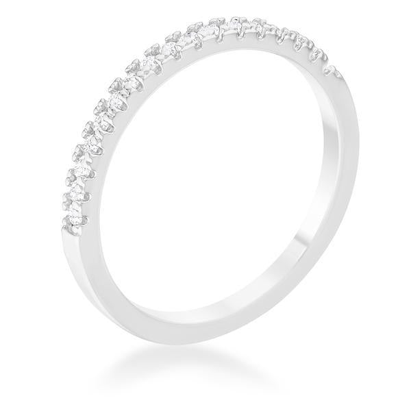 Rina Delicate CZ Silvertone Band Ring | 03ct