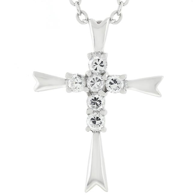 Riva Cluster Cubic Zirconia Sterling Silver Cross Pendant | .925 Sterling  Silver