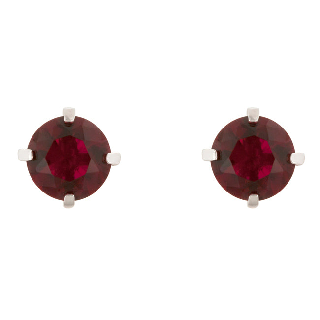 Rolina Ruby Round CZ Stud Earrings