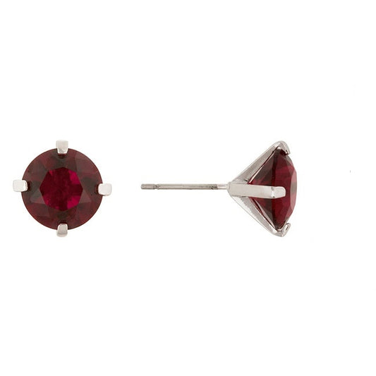 Rolina Ruby Round CZ Stud Earrings