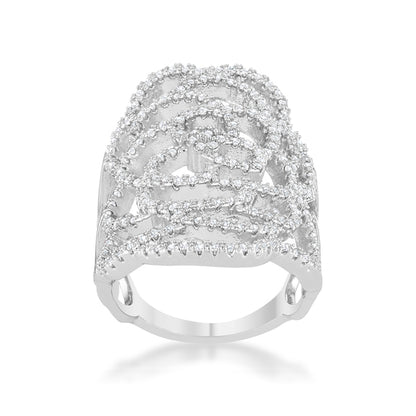 Rosa CZ Rose Filigree Silver Cocktail Ring | 2.5ct