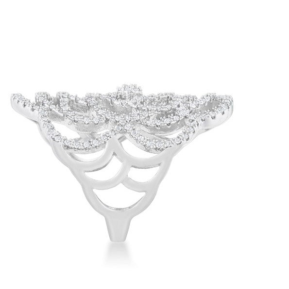 Rosa CZ Rose Filigree Silver Cocktail Ring | 2.5ct