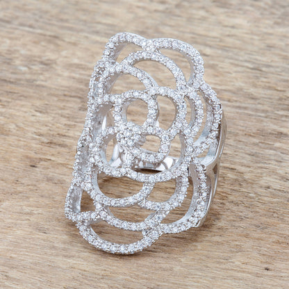 Rosa CZ Rose Filigree Silver Cocktail Ring | 2.5ct