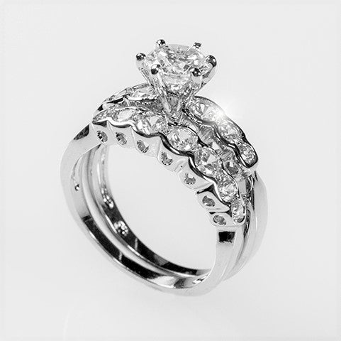 Melia 1(ct) Round Engagement and Wedding Ring Set | 2ct