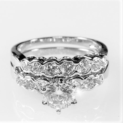 Melia 1(ct) Round Engagement and Wedding Ring Set | 2ct