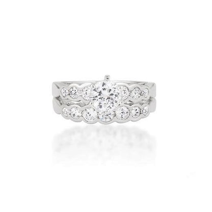 Melia 1(ct) Round Engagement and Wedding Ring Set | 2ct