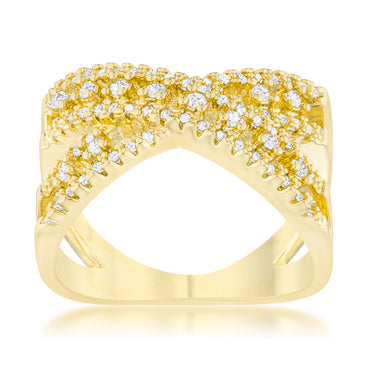 Sandy Classic  CZ Criss Cross Band Ring | 14k Gold