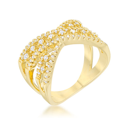 Sandy Classic  CZ Criss Cross Band Ring | 14k Gold