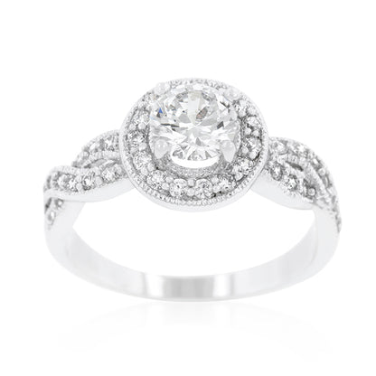 Sara 1ct Round CZ Halo Engagement Ring | 1.8ct