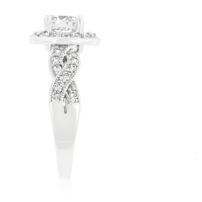 Sara 1ct Round CZ Halo Engagement Ring | 1.8ct