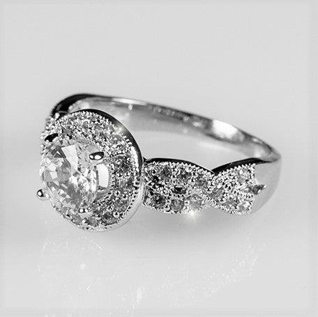 Sara 1ct Round CZ Halo Engagement Ring | 1.8ct