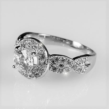 Sara 1ct Round CZ Halo Engagement Ring | 1.8ct