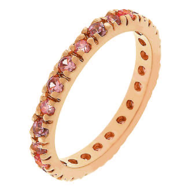 18k Rose Gold Plated Silver Eternity Stacking Ring Set 5 Rings Set
