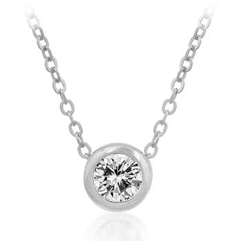 Seth 5mm Solitaire Bezel CZ Silver Pendant | 0.5ct