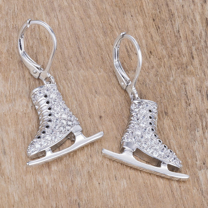 Shana Delicate Silvertone Ice Skate Earrings