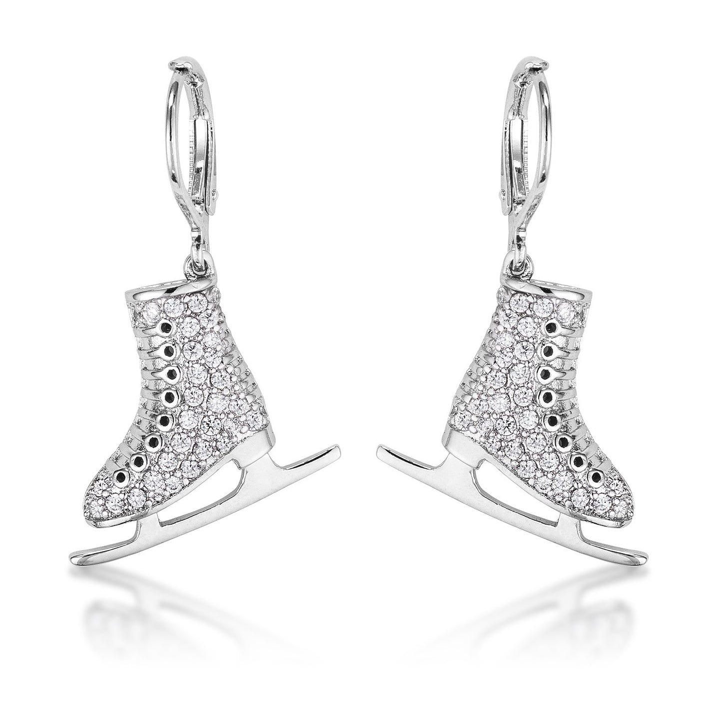 Shana Delicate Silvertone Ice Skate Earrings