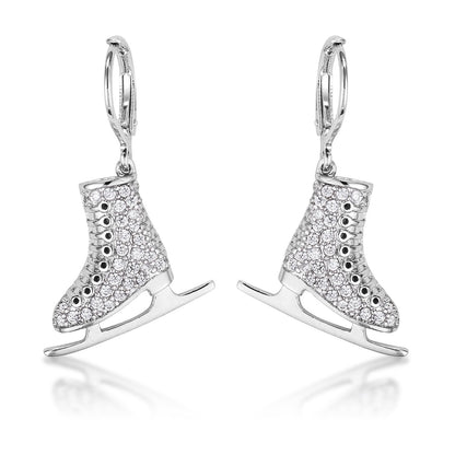 Shana Delicate Silvertone Ice Skate Earrings